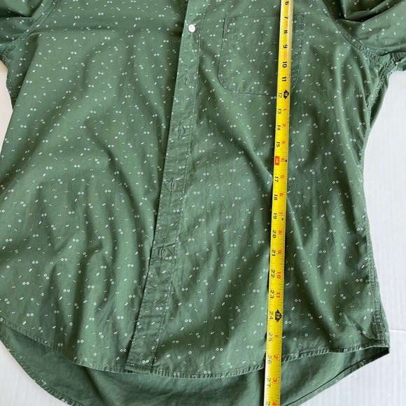 American Eagle Men Sz L Button Up Shirt Green Geometric Long Sleeve Standard Fit - Picture 10 of 10